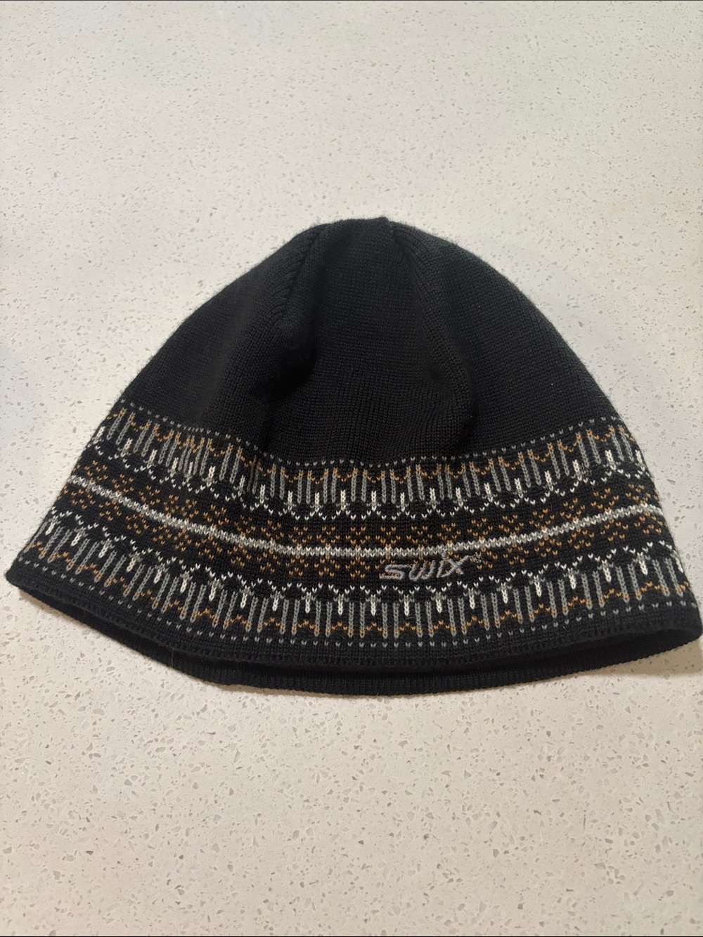 Swix Black Patterned Knit Beanie - Men's Winter Hat